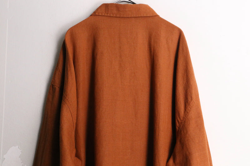 orange color linen cotton shirt