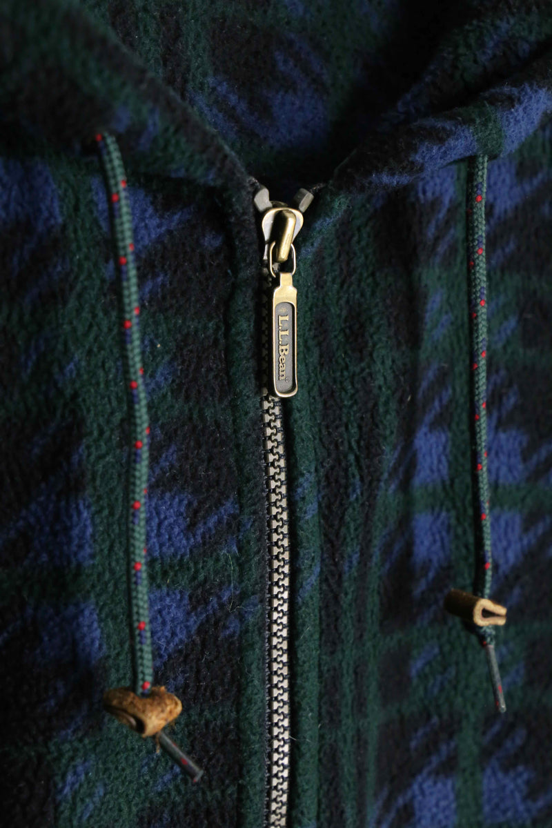 "L.L.bean" 80's green color check fleece parka