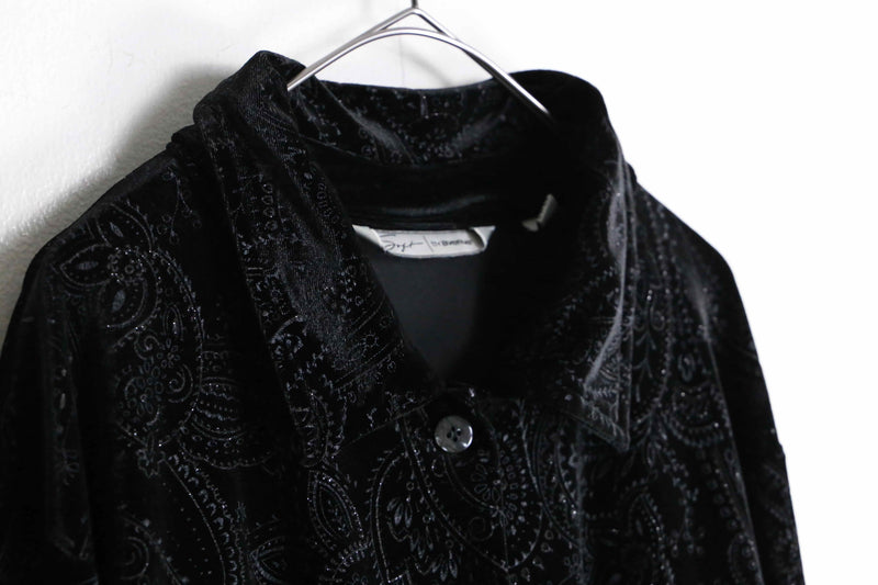 black color paisley lamé pattern velvet shirt