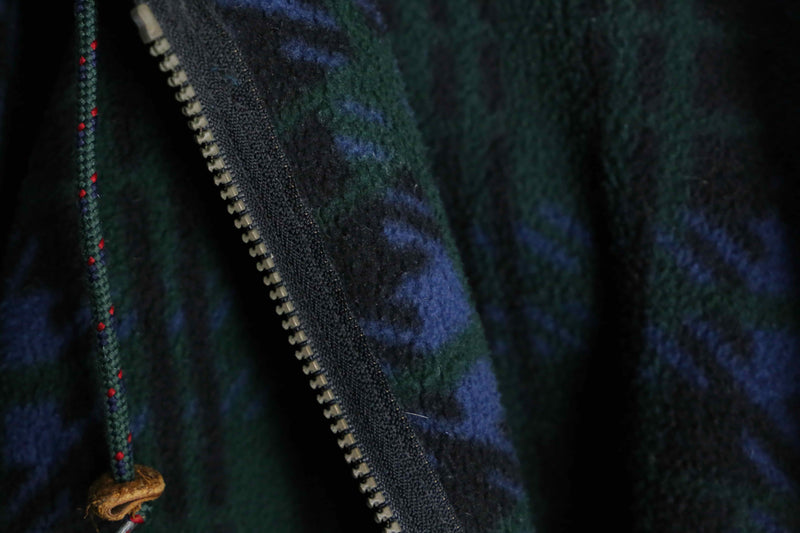 "L.L.bean" 80's green color check fleece parka