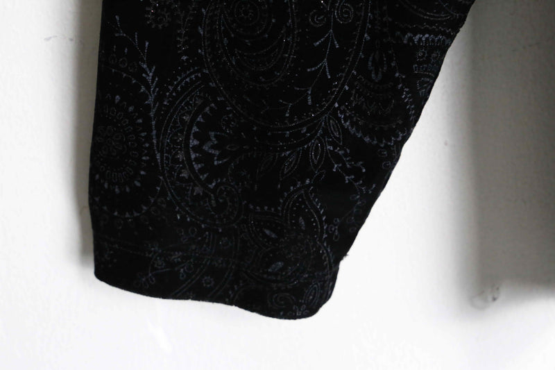 black color paisley lamé pattern velvet shirt