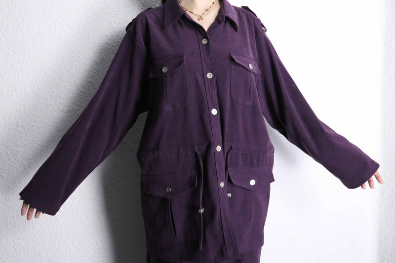 purple color poly mulch pocket set-up
