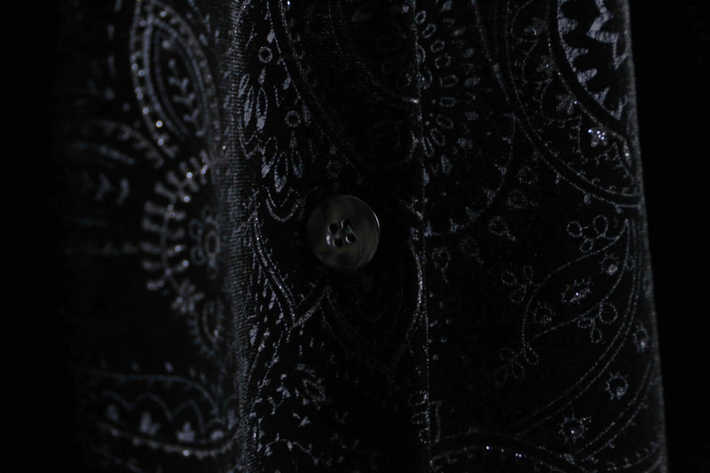 black color paisley lamé pattern velvet shirt