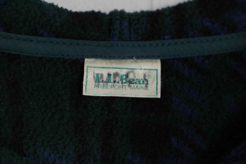 "L.L.bean" 80's green color check fleece parka