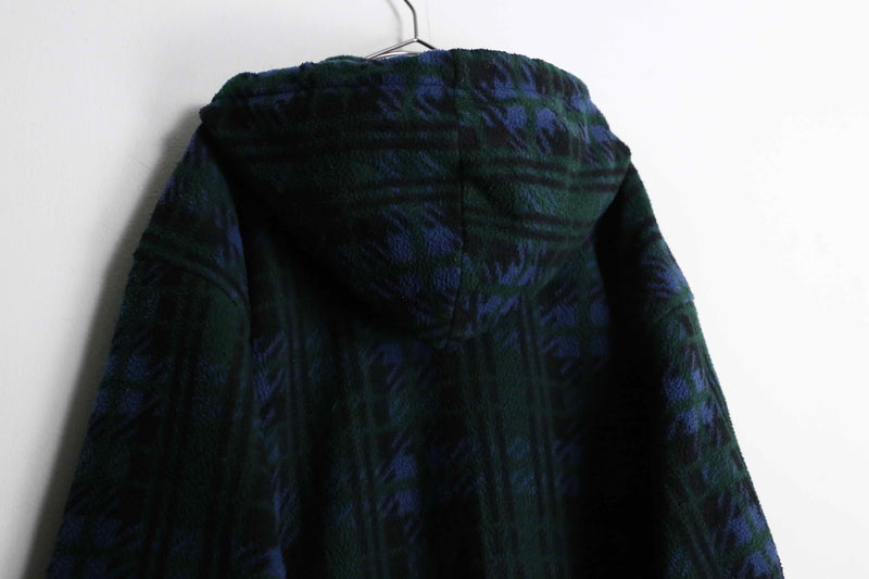 "L.L.bean" 80's green color check fleece parka