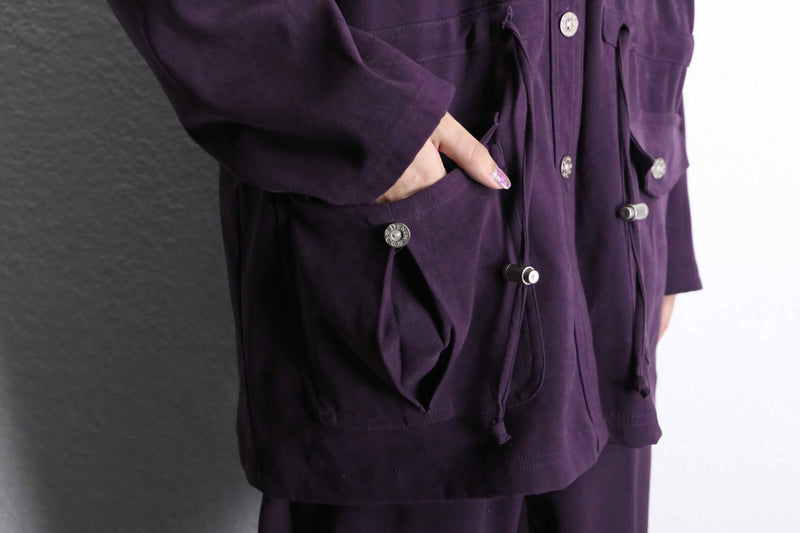 purple color poly mulch pocket set-up