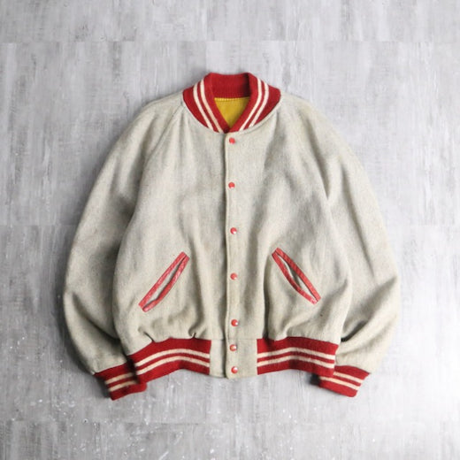 retro contrast stitch varsity jacket