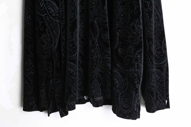 black color paisley lamé pattern velvet shirt