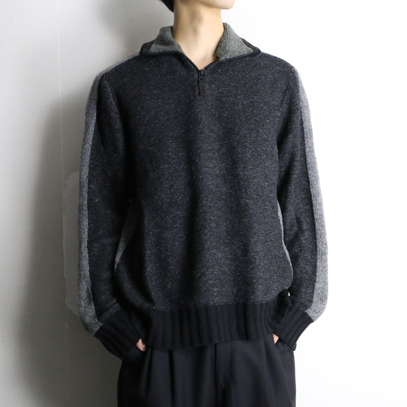 wool knit half zip pullover