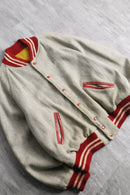 retro contrast stitch varsity jacket