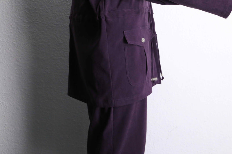 purple color poly mulch pocket set-up