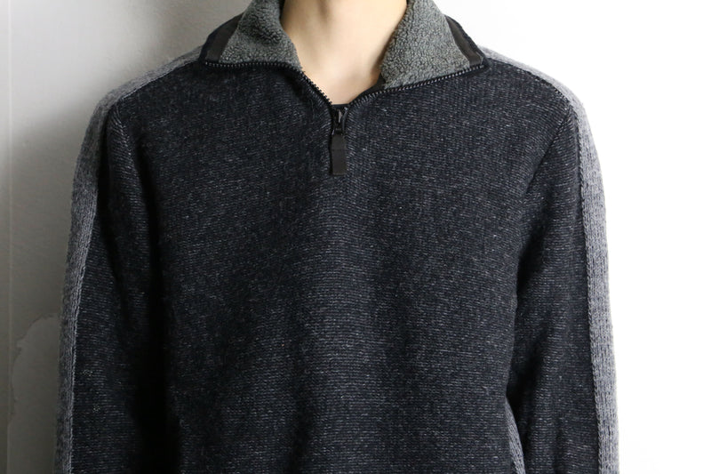 wool knit half zip pullover