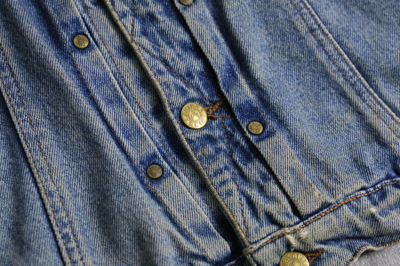 2000s AVIREX leather collar denim jacket made in USA
