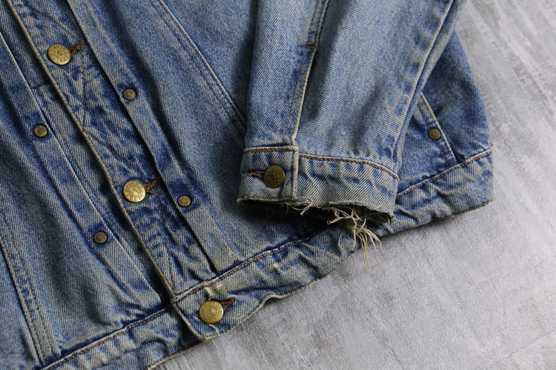 2000s AVIREX leather collar denim jacket made in USA