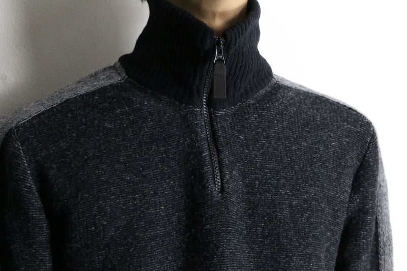 wool knit half zip pullover