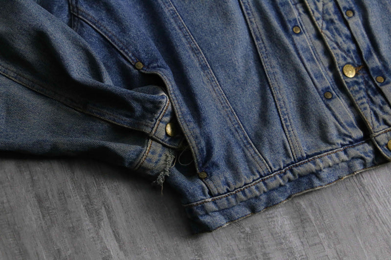 2000s AVIREX leather collar denim jacket made in USA