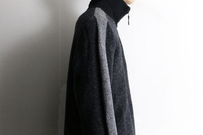 wool knit half zip pullover