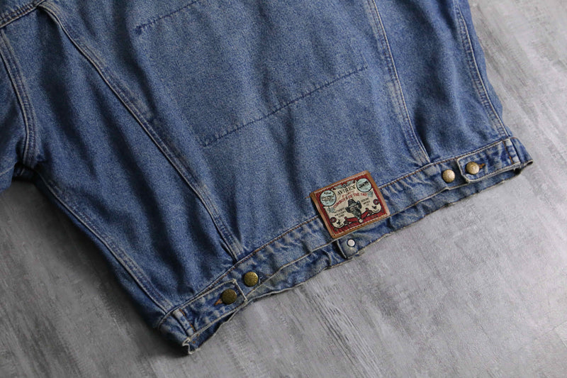 2000s AVIREX leather collar denim jacket made in USA
