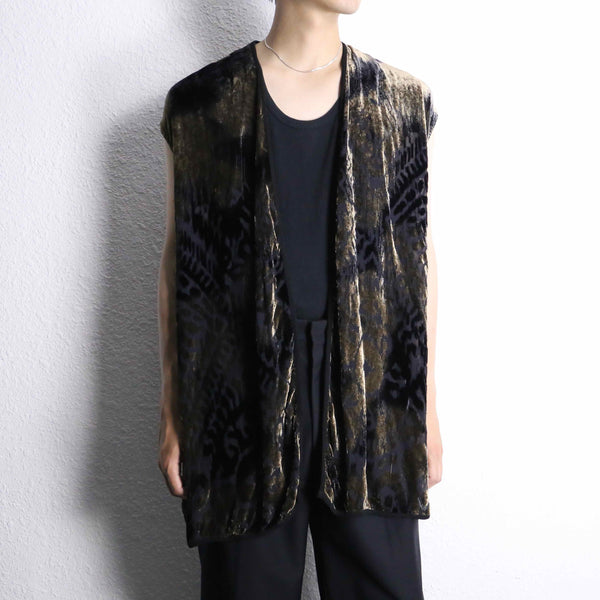 velour sheer long gilet
