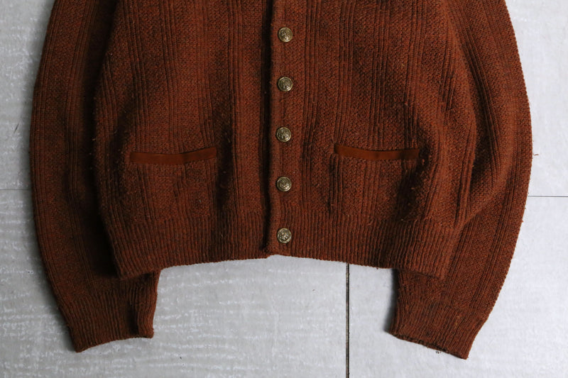 "puritan" orange brown knit cardigan