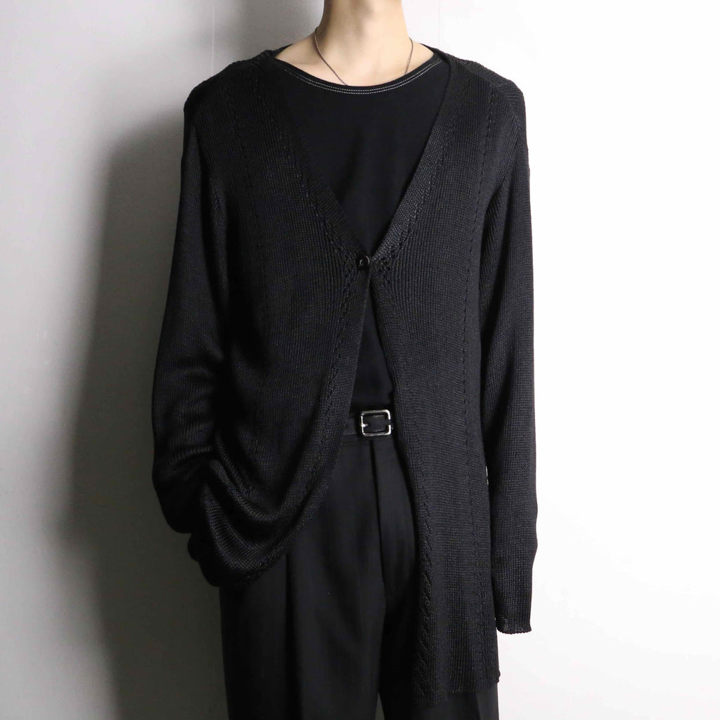 black color 1 button long rayon cardigan