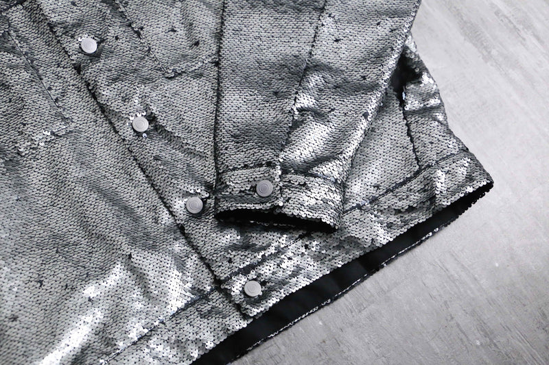 2000s loose sequins tracker jacket