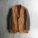 "ETRO" leather combi herringbone tweed tailored jacket
