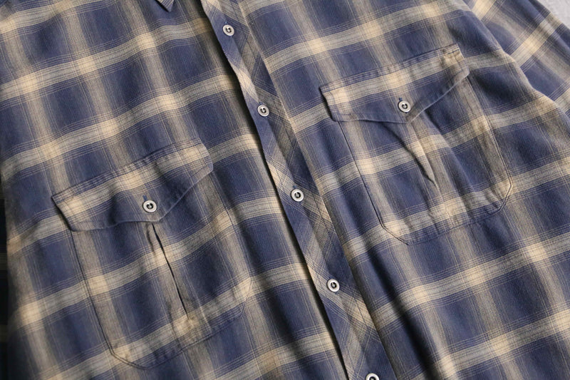 blue × beige ombre check shirt