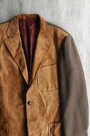 "ETRO" leather combi herringbone tweed tailored jacket