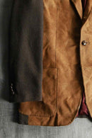 "ETRO" leather combi herringbone tweed tailored jacket