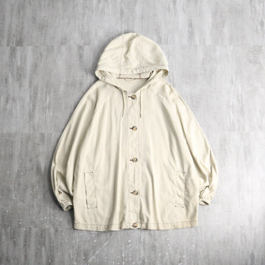 écru color linen hooded jacket