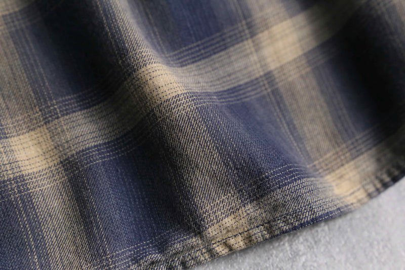 blue × beige ombre check shirt