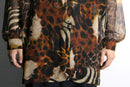 animal crazy pattern  loose sheer shirt