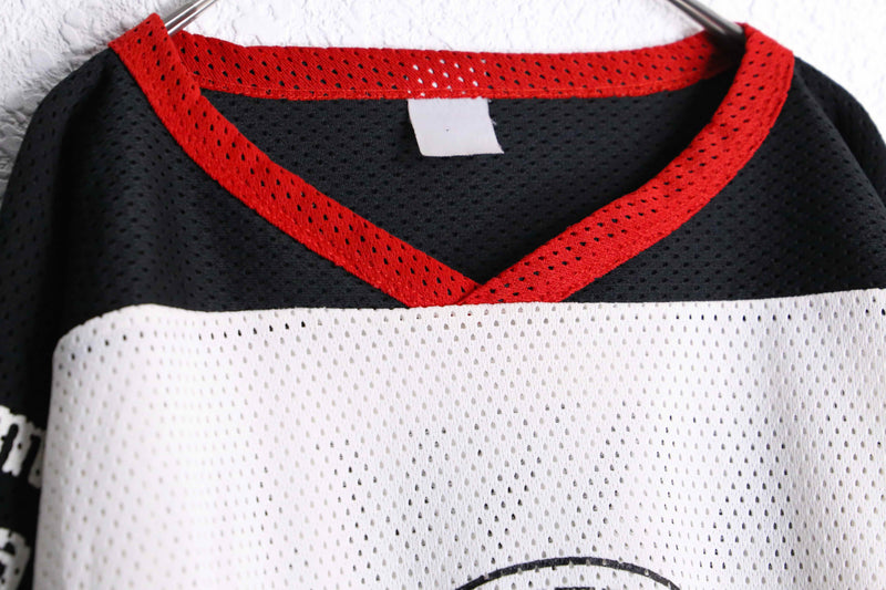 multi color numbering raglan sleeve mesh pullover