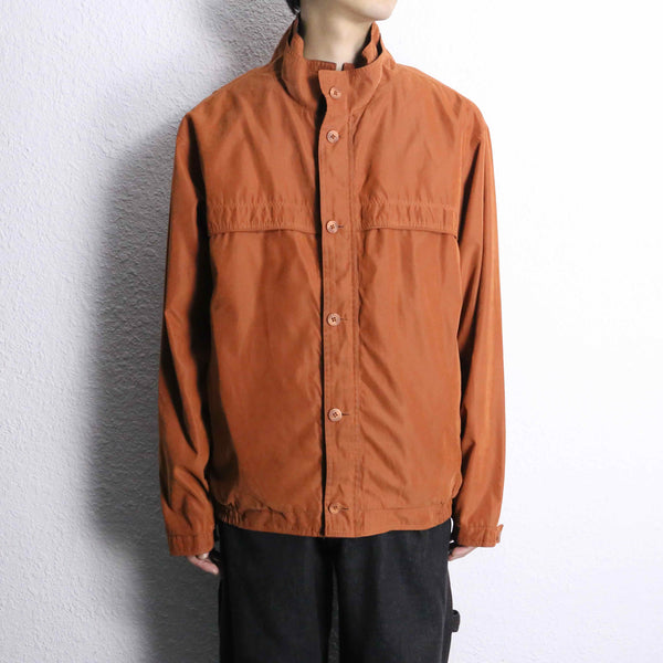 orange smooth layered collar blouson