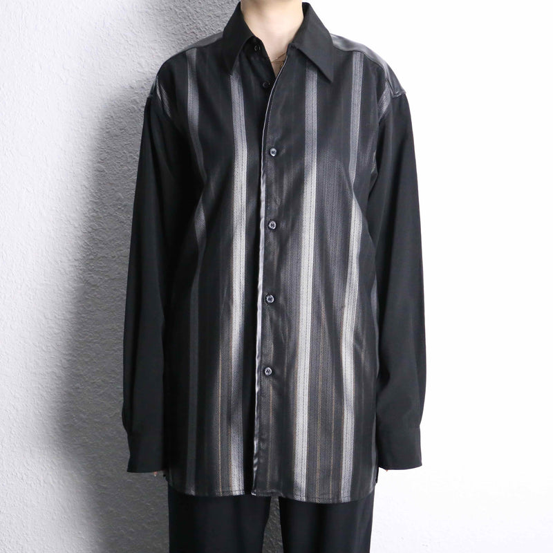 "PRONTI" leather switch stripe print shirts