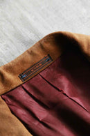 "ETRO" leather combi herringbone tweed tailored jacket