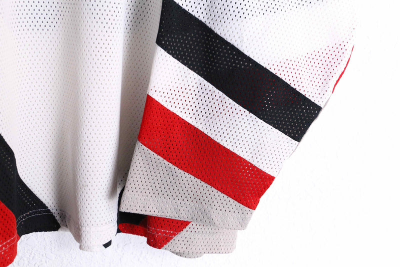 multi color numbering raglan sleeve mesh pullover