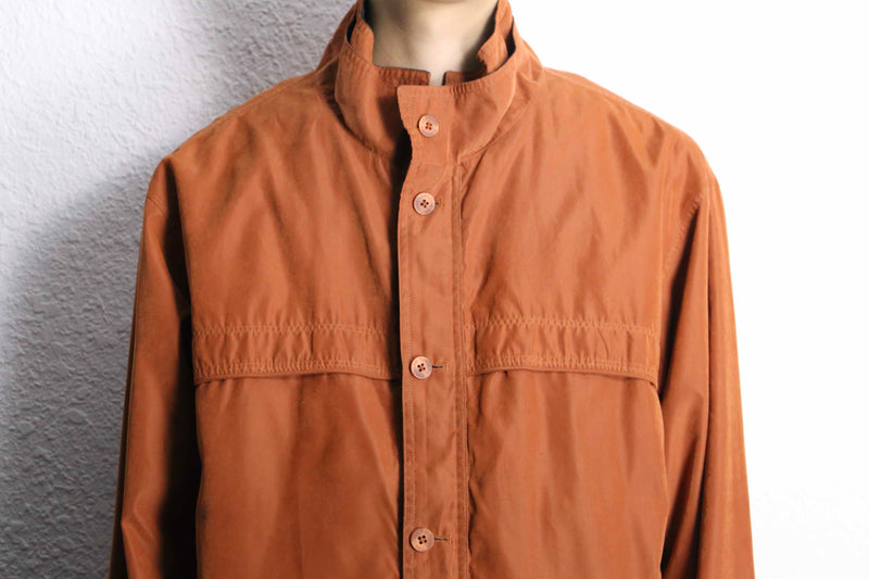 orange smooth layered collar blouson