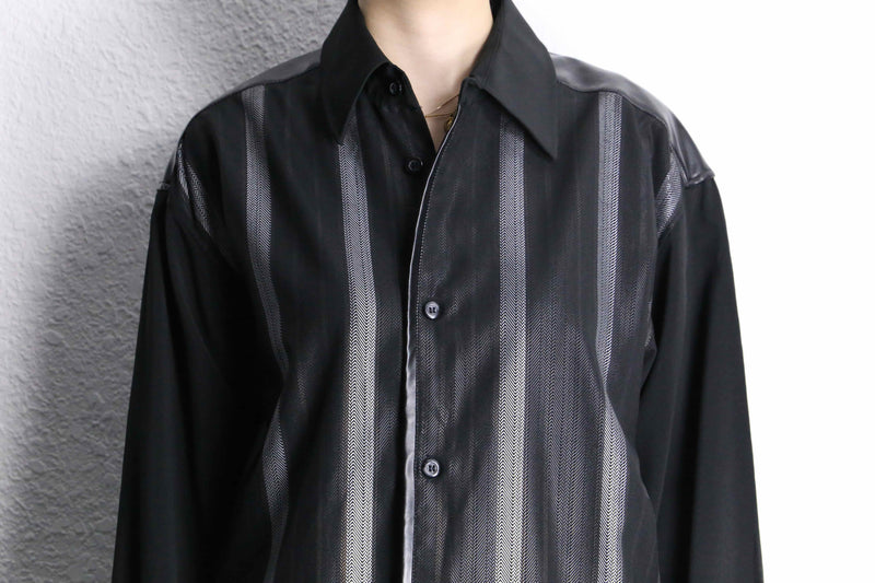 "PRONTI" leather switch stripe print shirts