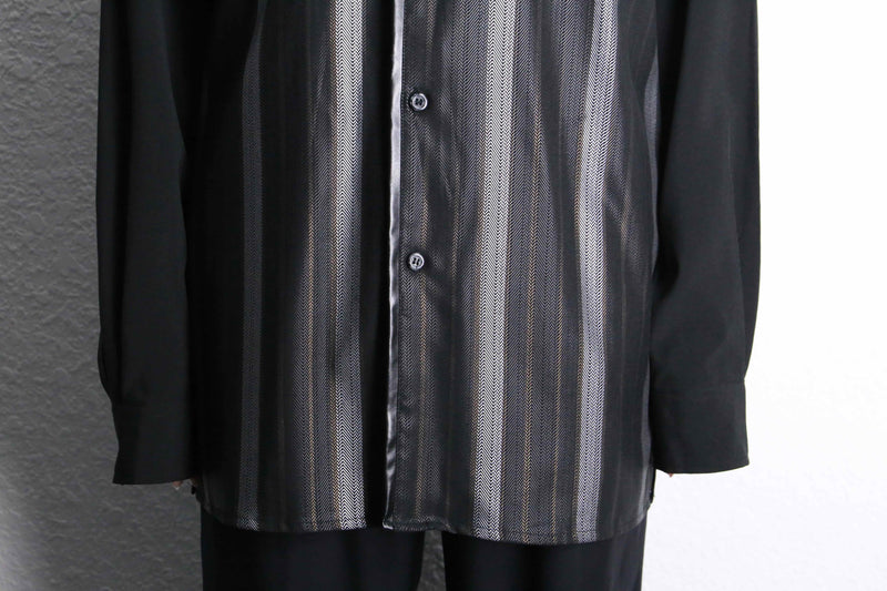 "PRONTI" leather switch stripe print shirts