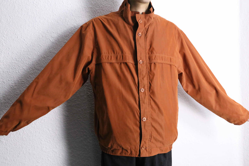 orange smooth layered collar blouson