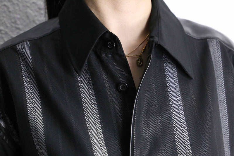 "PRONTI" leather switch stripe print shirts