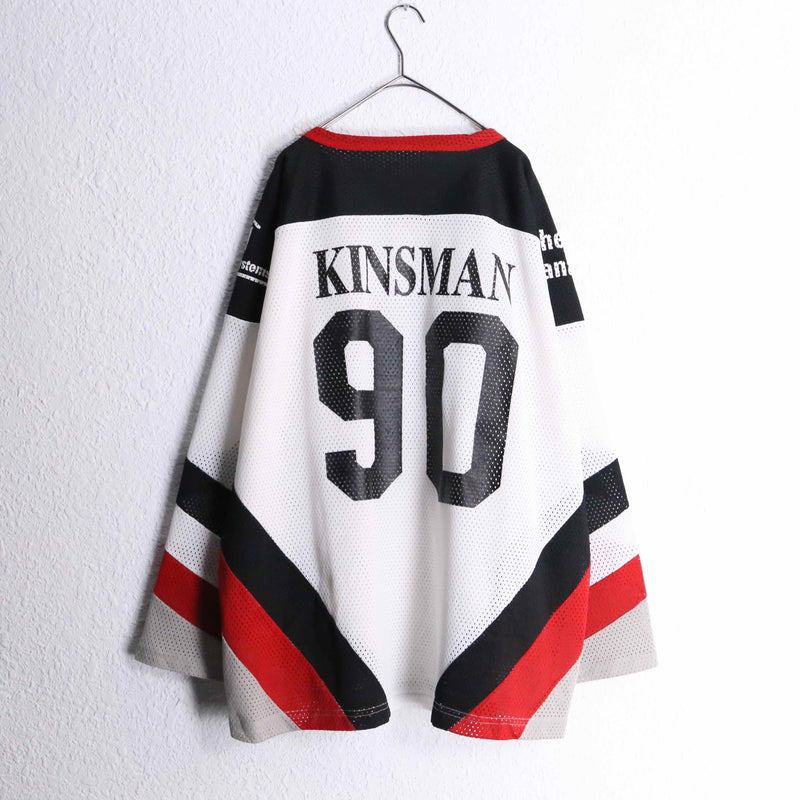 multi color numbering raglan sleeve mesh pullover
