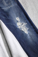 "Re:make" damage denim docking baggy flare sweat pants