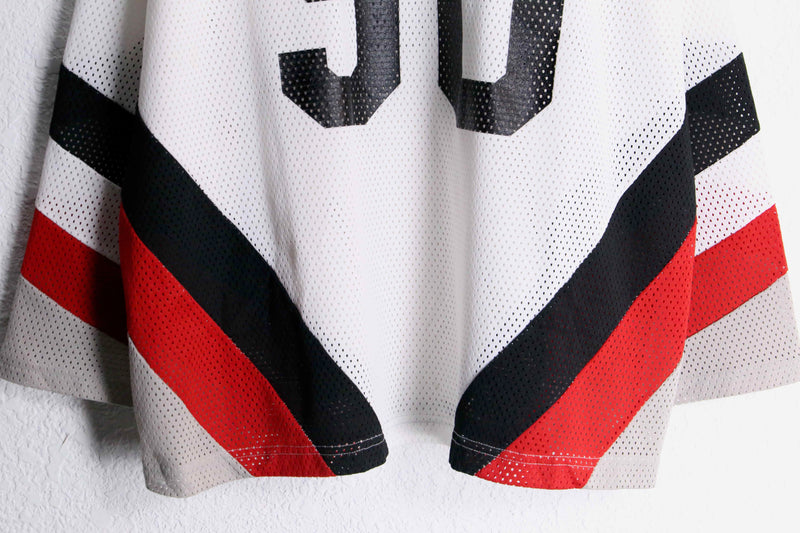 multi color numbering raglan sleeve mesh pullover