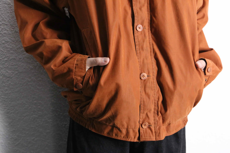 orange smooth layered collar blouson