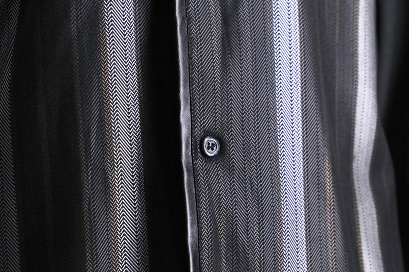 "PRONTI" leather switch stripe print shirts