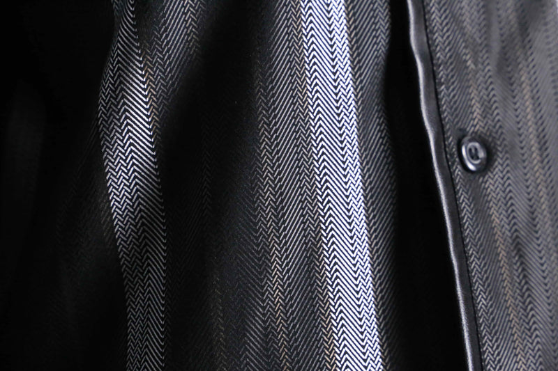 "PRONTI" leather switch stripe print shirts