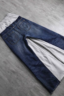 "Re:make" damage denim docking baggy flare sweat pants